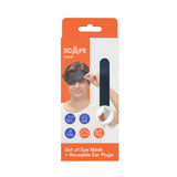 Travel Eye mask with elastic band black + reusable earplugs