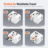 World Travel Adapter with 2 USB-C + 2 USB-A 21W