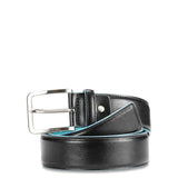Men’s belt with prong buckle, light blue contrasting inside and edges Blue Square