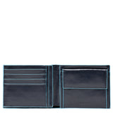 Men's wallet with coin case and document holder Blue Square